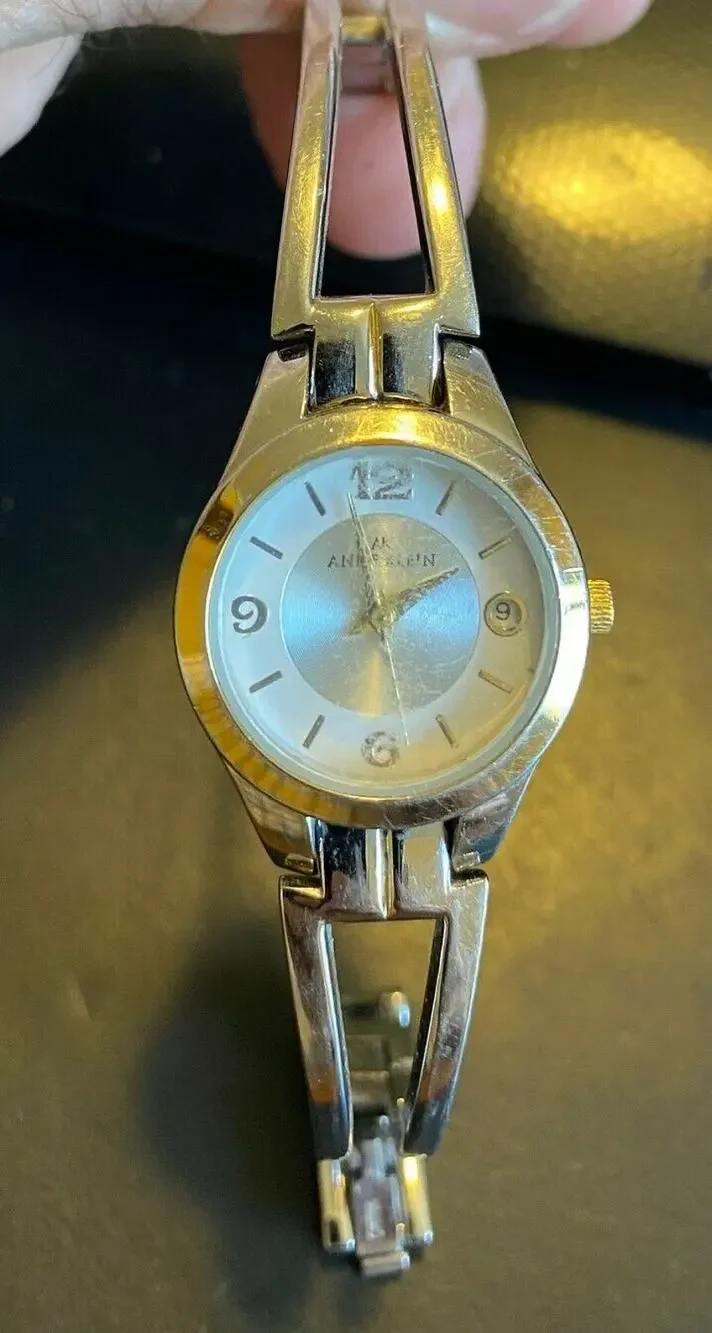 Women's Anne Klein Watch, Silver Tone Bracelet Band, Date, Gold Tone Numbers